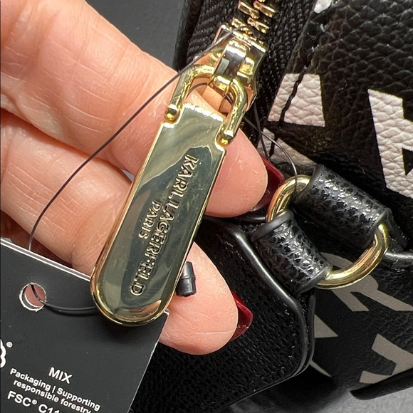 Karl Lagerfeld Black Crossbody Bag Camera Bag with Multicolor Letters NEW - Picture 12 of 13